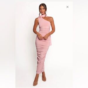 Elegant Pink Ruched Dress XS